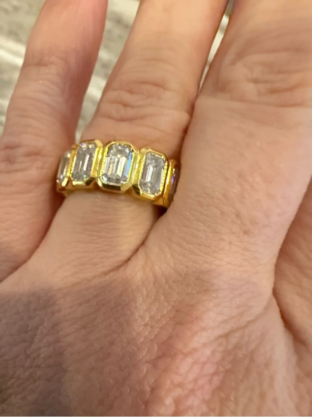 Dorsey EMERALD-CUT BEZEL ETERNITY BAND IN MOISSANITE
